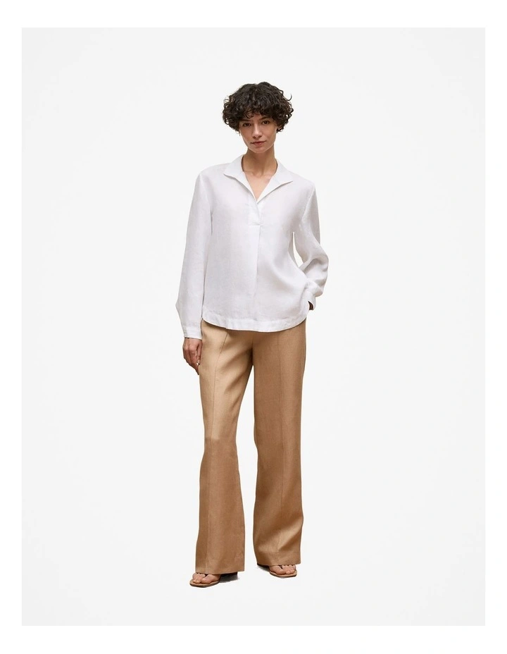 Linen Popover Shirt in White image 2