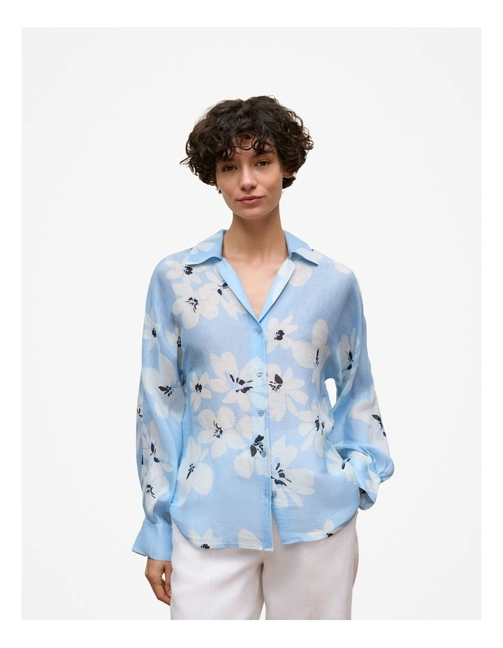 Sorell Linen Silk Shirt in Soft Blue image 1