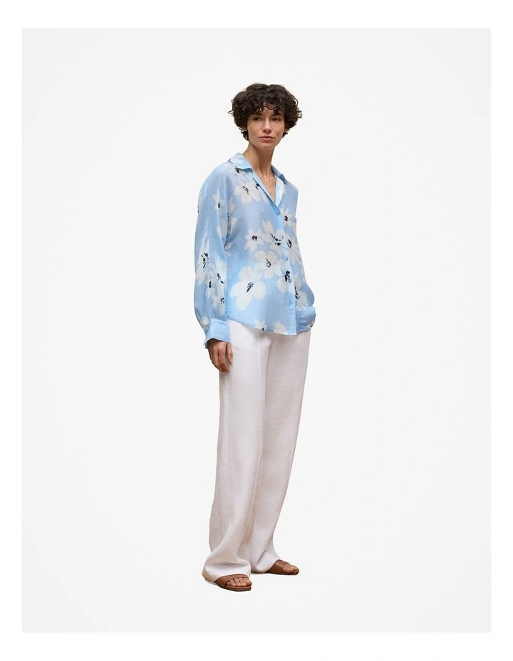 Sorell Linen Silk Shirt in Soft Blue image 4