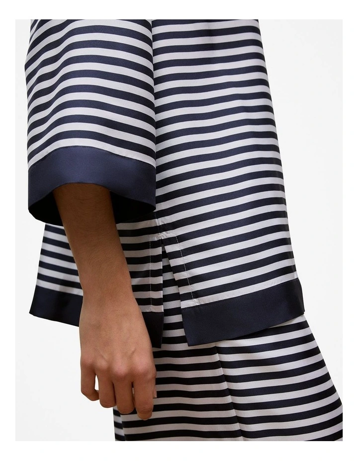 Silk Twill Stripe Shirt in Night Sky image 3