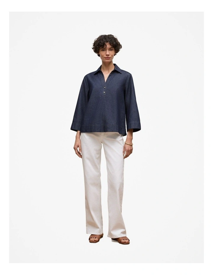 Denim Popover Shirt in Indigo Rinse image 3