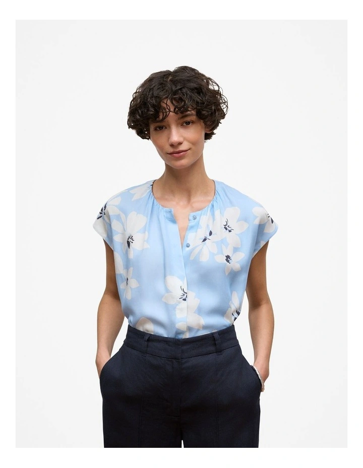 Sorell Modal Cap Sleeve Blouse in Soft Blue image 1