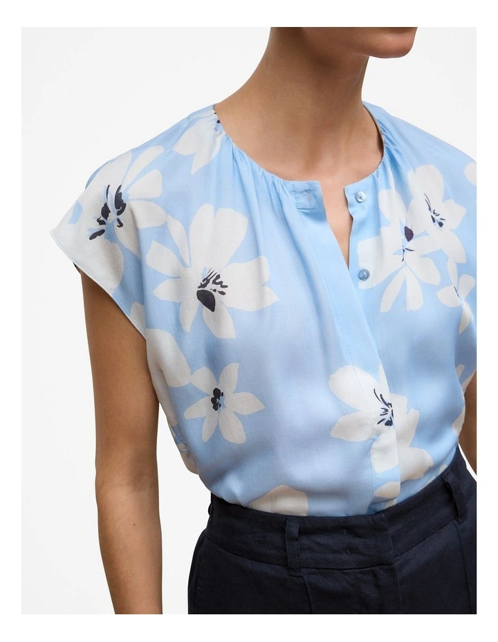 Sorell Modal Cap Sleeve Blouse in Soft Blue image 3