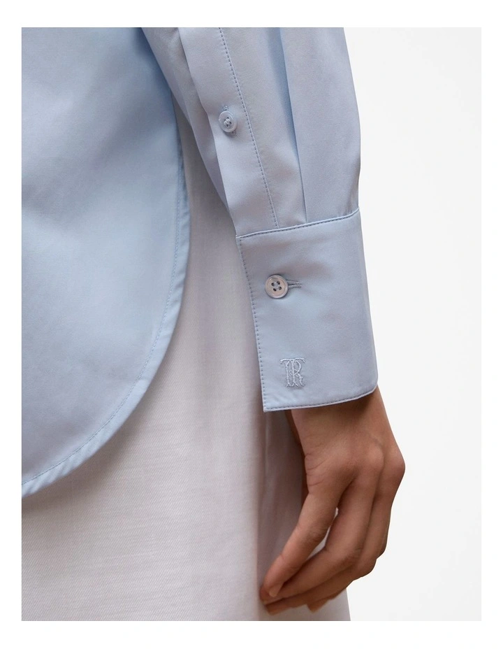 Cotton Poplin Classic Shirt in Soft Blue image 3