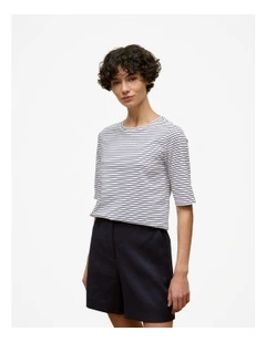 Cotton Stripe Half Sleeve T-shirt in Night Sky