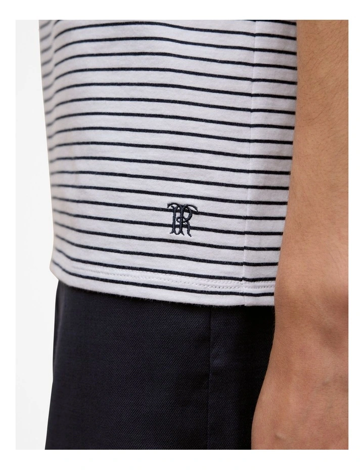 Cotton Stripe Half Sleeve T-shirt in Night Sky image 3