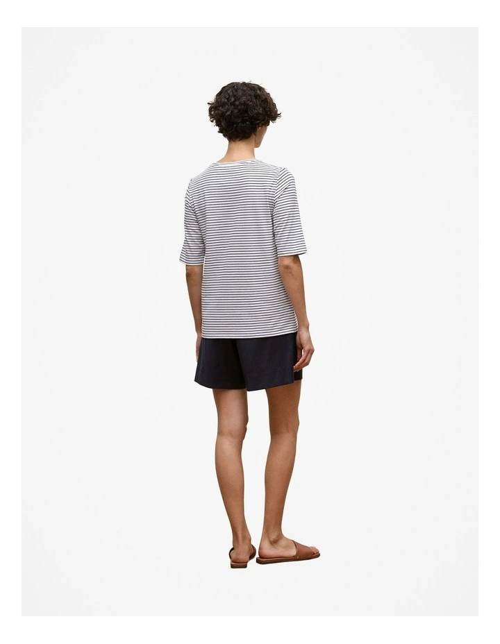 Cotton Stripe Half Sleeve T-shirt in Night Sky image 4