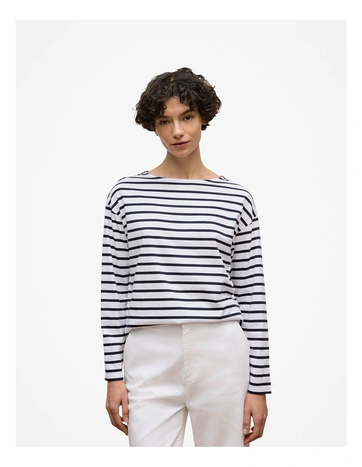 Australian Cotton Stripe Long Sleeve T-shirt in Night Sky image 1