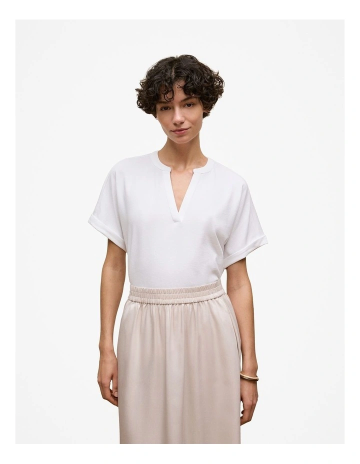 Relaxed V Neck T-shirt in White image 1