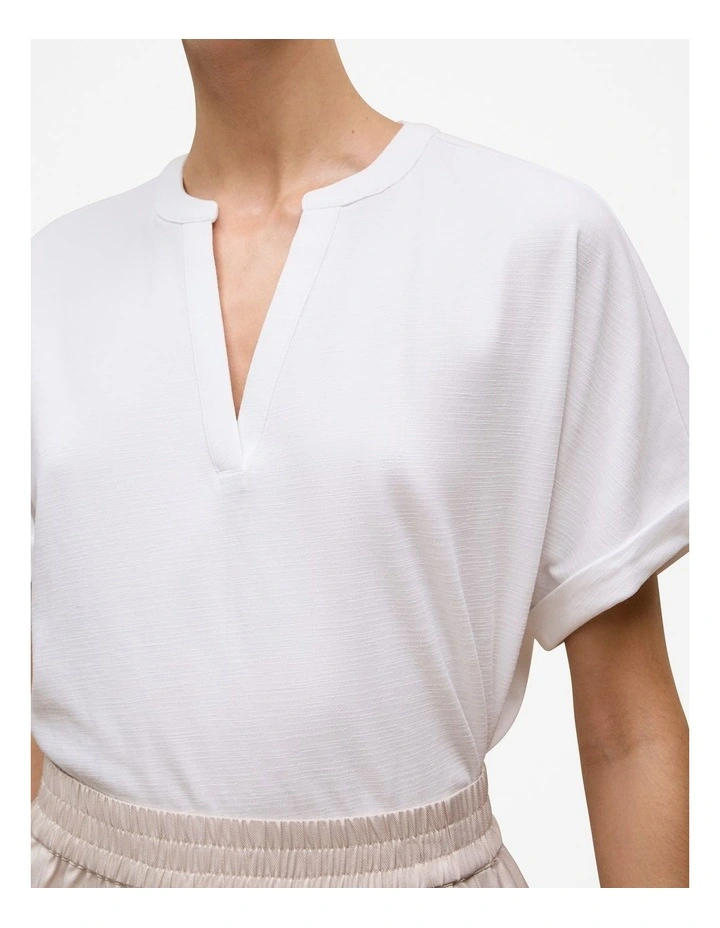 Relaxed V Neck T-shirt in White image 3