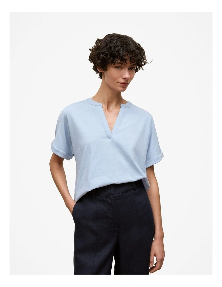 Relaxed V Neck T-shirt in Soft Blue image 1