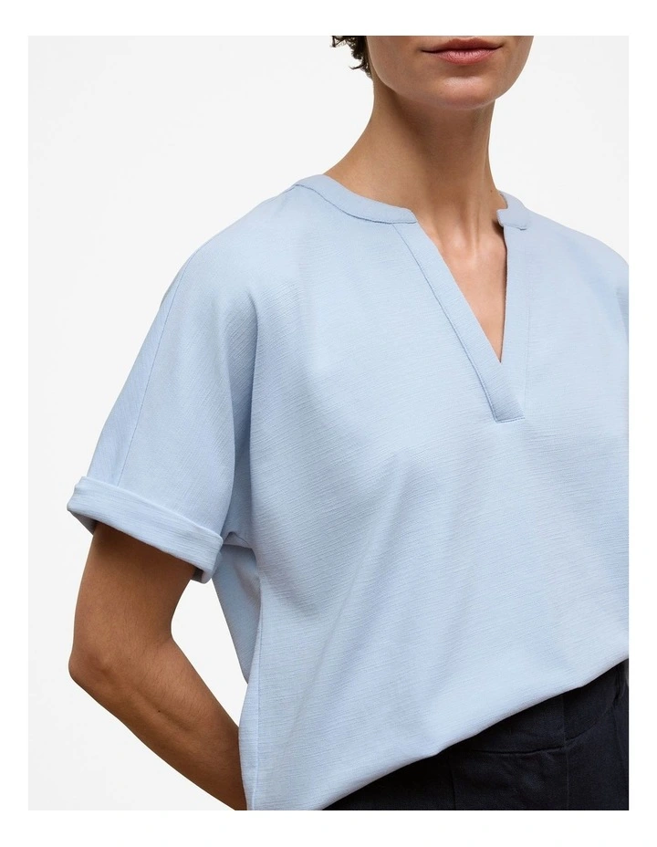 Relaxed V Neck T-shirt in Soft Blue image 3