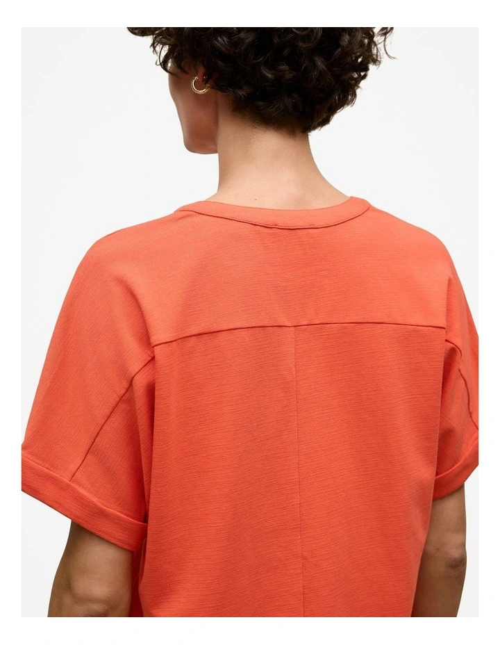Relaxed V Neck T-shirt in Fiesta Red image 3
