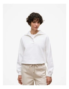 Button Neck Sweat in White
