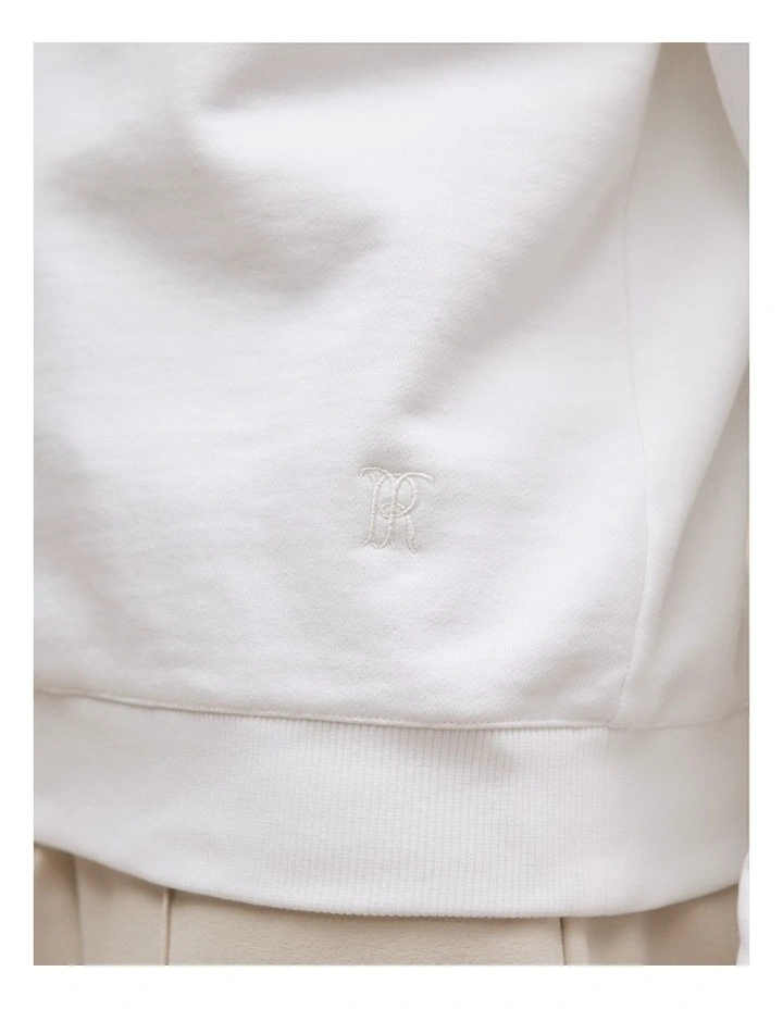 Button Neck Sweat in White image 5