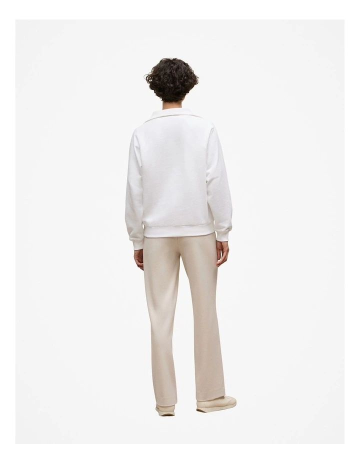 Button Neck Sweat in White image 6