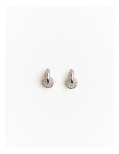 Rava Drop Hoop Earrings in Silver