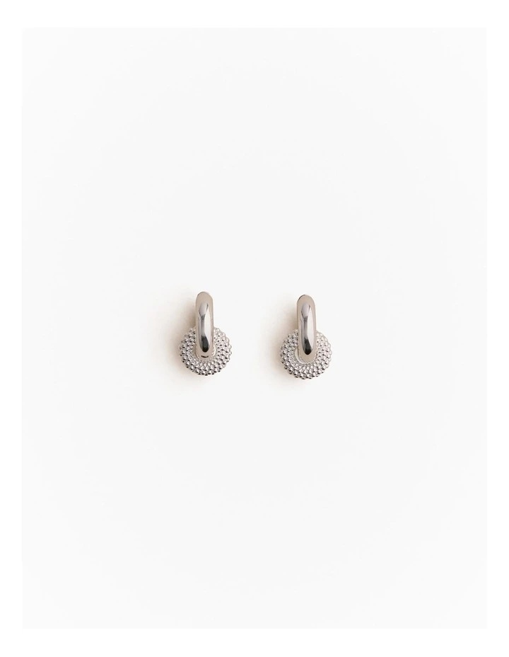 Rava Drop Hoop Earrings in Silver image 1