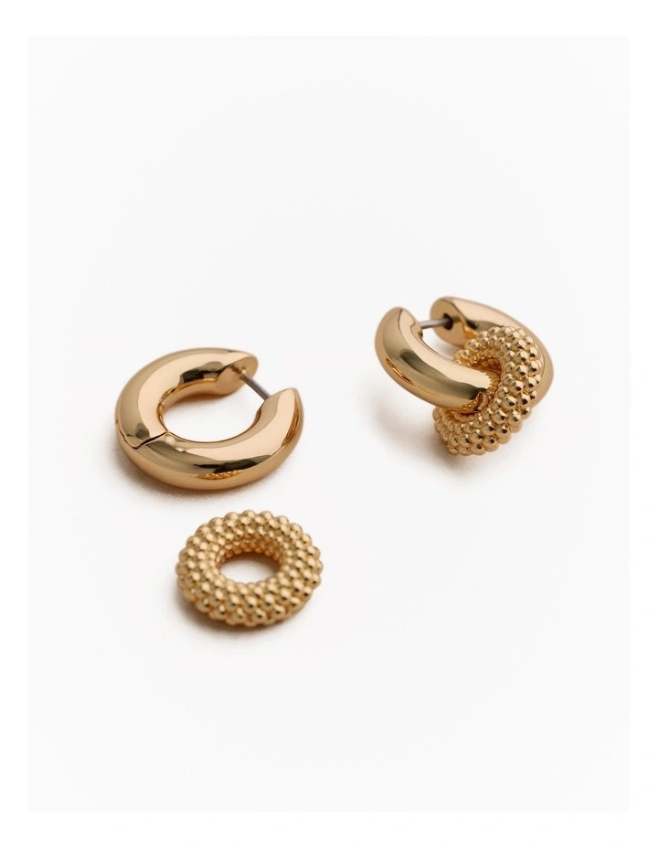 Rava Drop Hoop Earrings in Gold image 3