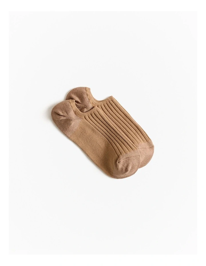 Low Cut Rib Sock in Light Camel image 1