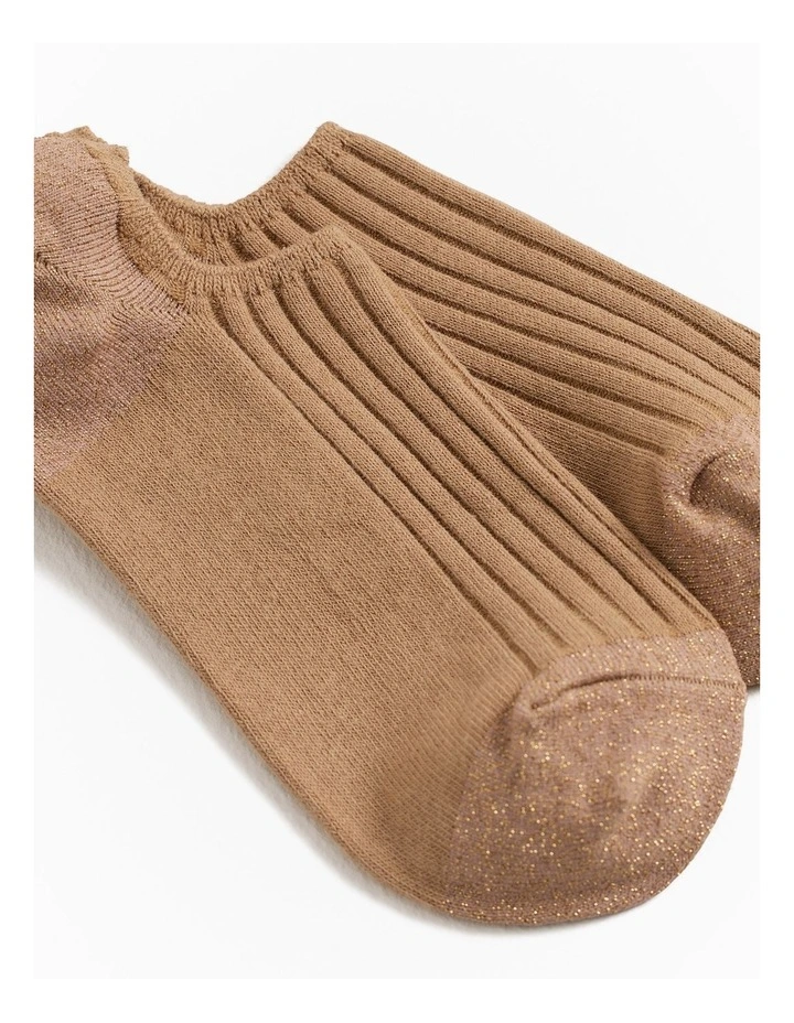 Low Cut Rib Sock in Light Camel image 2