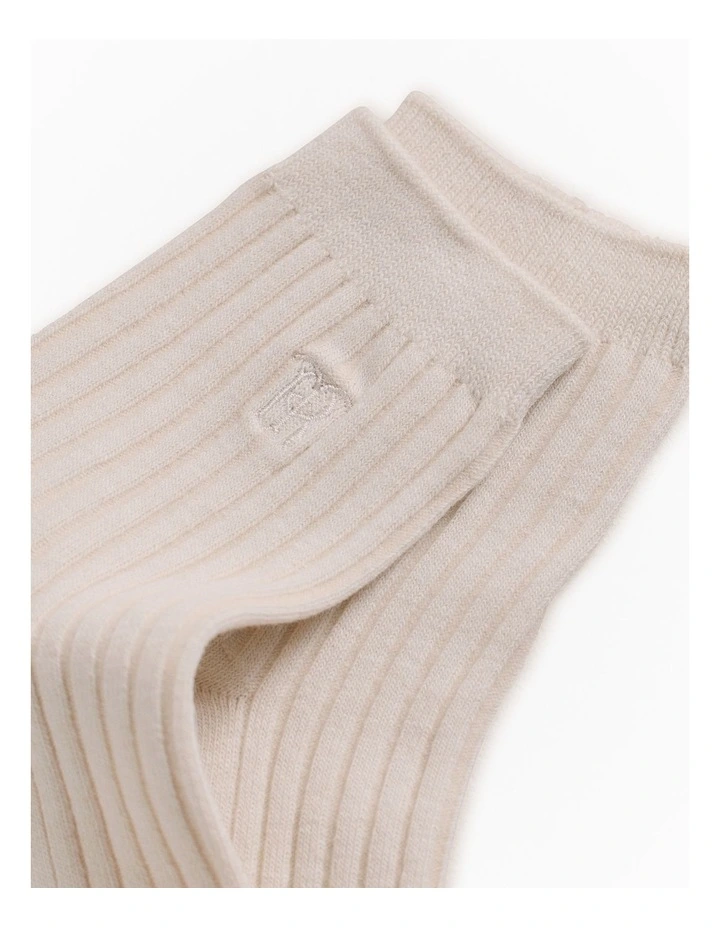 Monogram Rib Crew Sock in Marshmallow image 2
