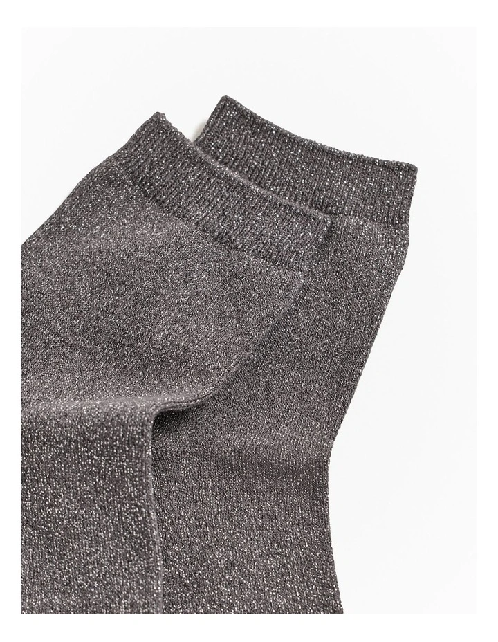 Metallic Rib Crew Sock in Cinder image 2