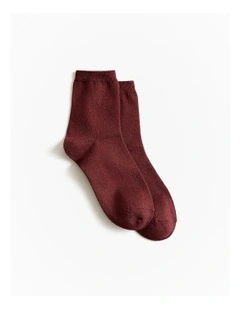 Metallic Rib Crew Sock in Auburn