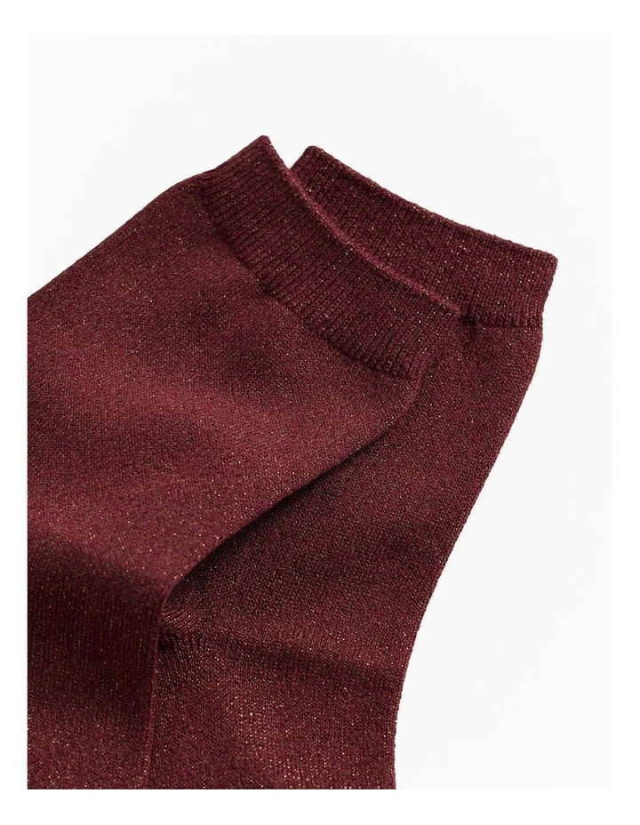 Metallic Rib Crew Sock in Auburn image 2