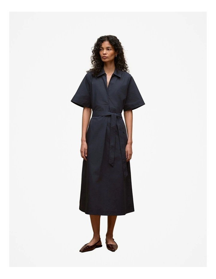 Cotton Poplin Belted Popover Dress in Night Sky image 2