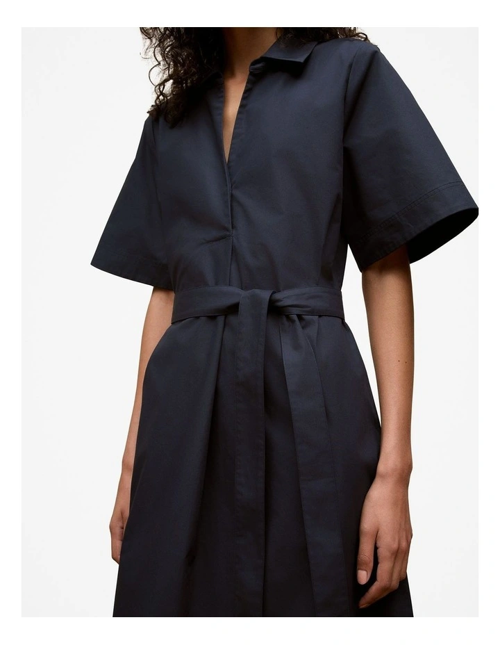 Cotton Poplin Belted Popover Dress in Night Sky image 4