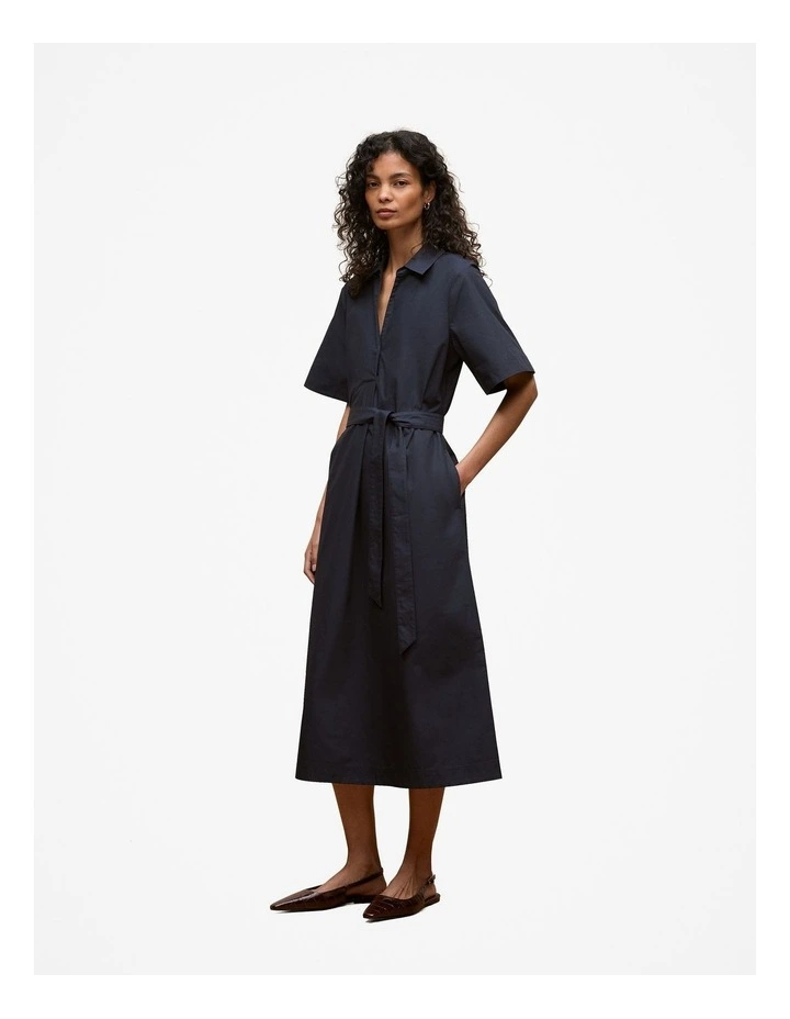 Cotton Poplin Belted Popover Dress in Night Sky image 5