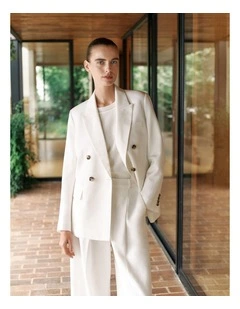 Soft Double Breasted Blazer in White