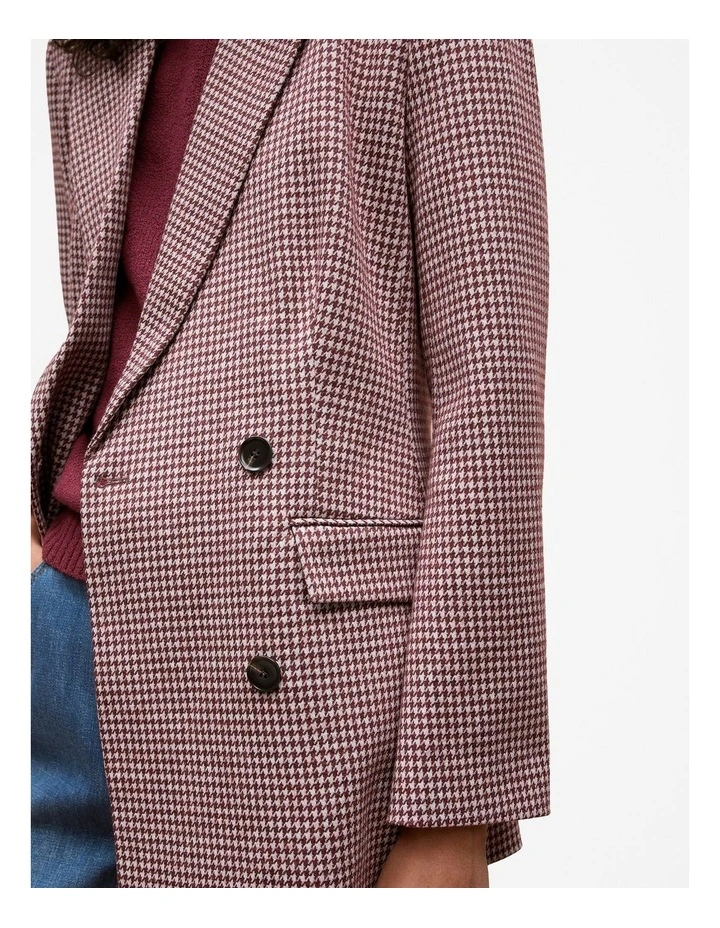 Puppytooth Ponte Double Breasted Blazer in Espresso image 4