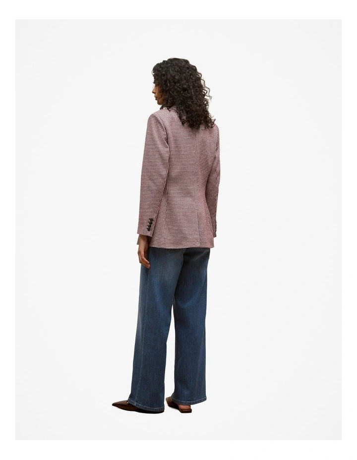 Puppytooth Ponte Double Breasted Blazer in Espresso image 6