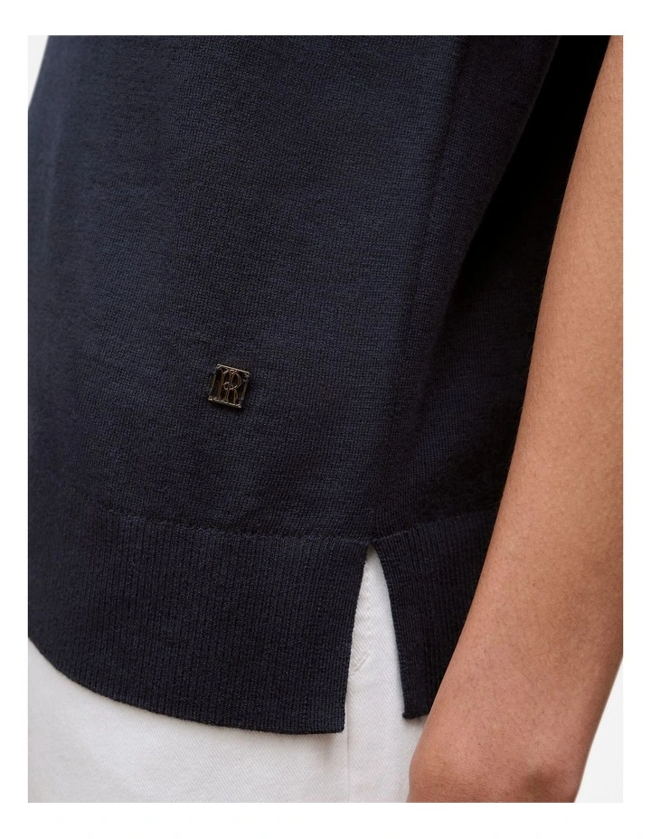 Cotton Cashmere Half Sleeve Polo T-shirt in Night Sky image 3