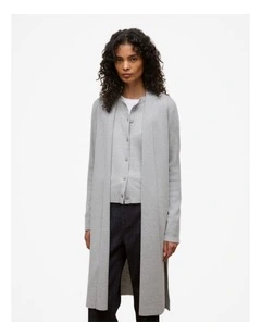 Merino Longline Cardigan in Grey Marle