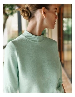 Boucle Mock Neck Knit in Peppermint