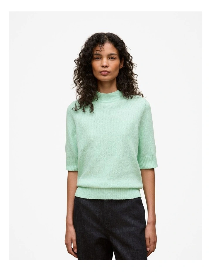 Boucle Mock Neck Knit in Peppermint image 2