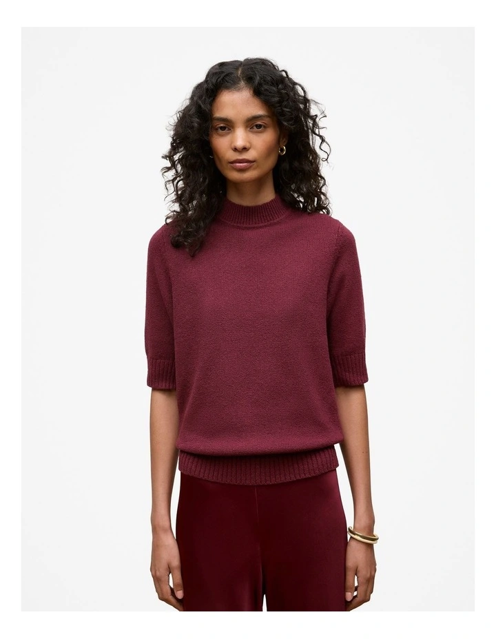 Boucle Mock Neck Knit in Auburn image 2