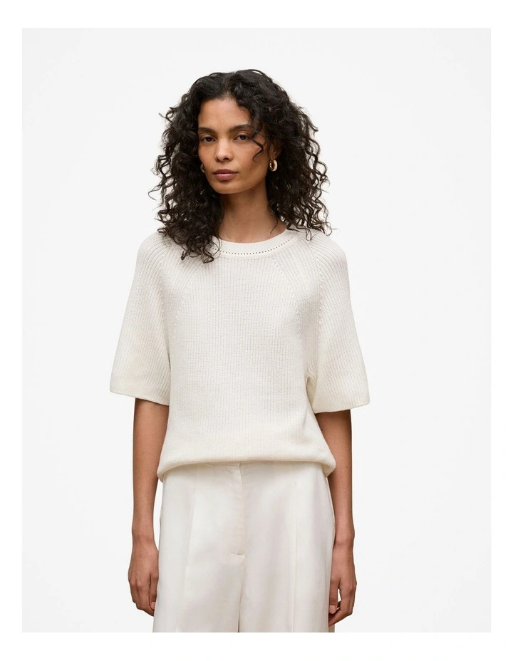Textured 3/4 Sleeve Knit in Ivory image 2