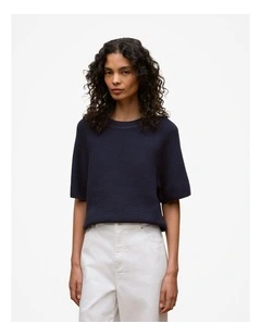 Textured 3/4 Sleeve Knit in Night Sky