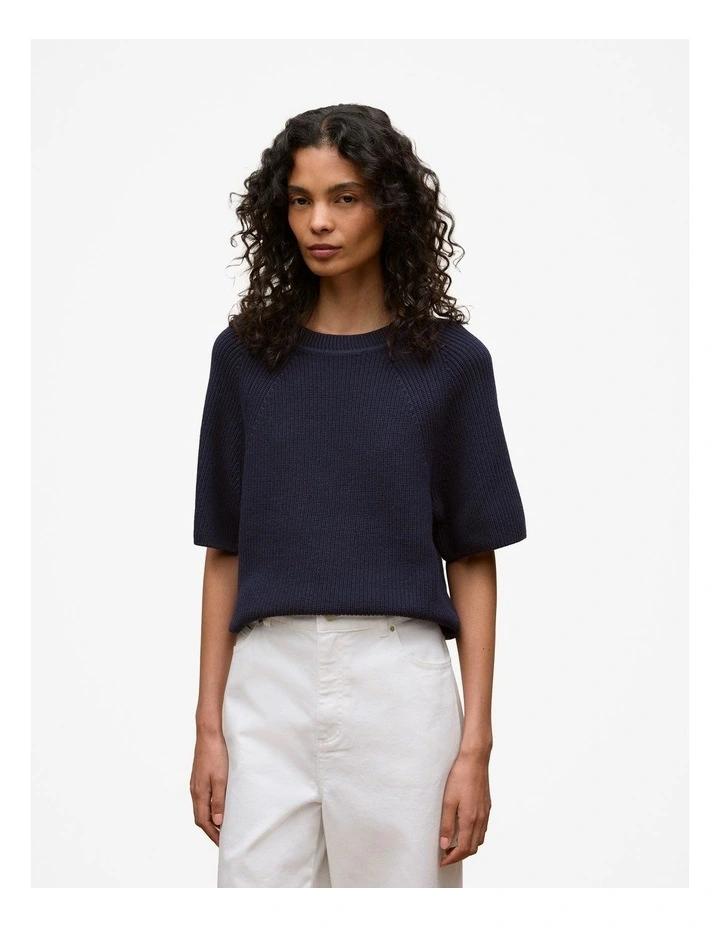 Textured 3/4 Sleeve Knit in Night Sky image 1