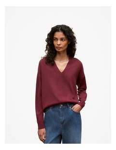 Merino V Neck Knit in Auburn