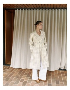 Yarn Dyed Check Trench Coat in Fawn