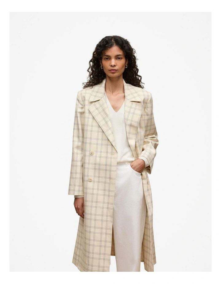 Yarn Dyed Check Trench Coat in Fawn image 2