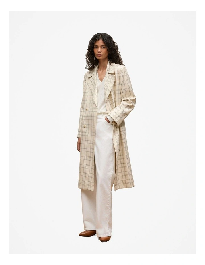 Yarn Dyed Check Trench Coat in Fawn image 5