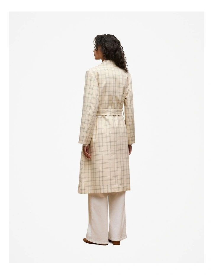 Yarn Dyed Check Trench Coat in Fawn image 6