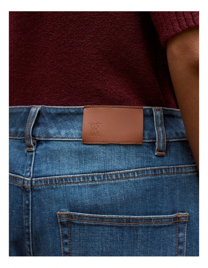 Australian Cotton Blend High Waist Jeans in Mid Blue image 4