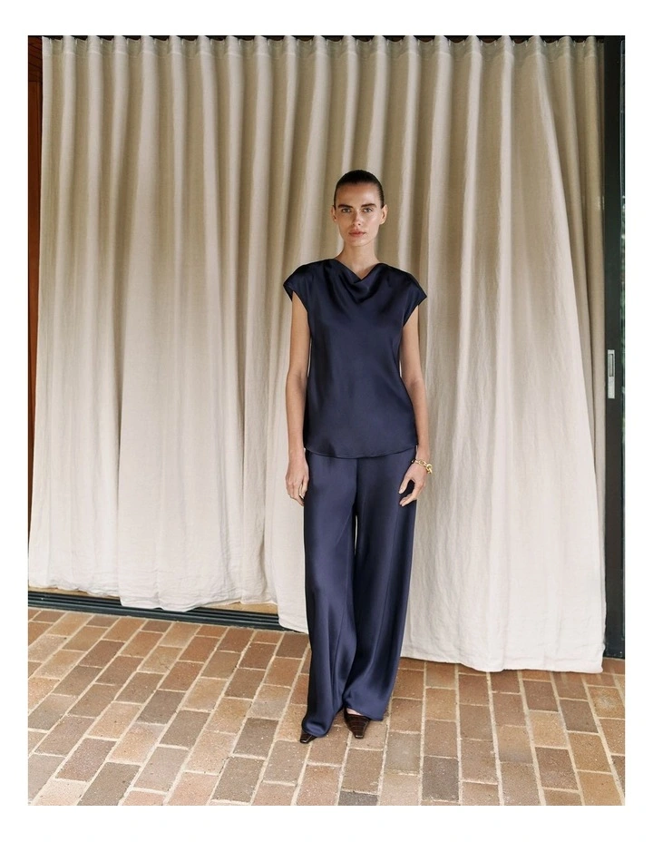 Satin Bias Cut Pant in Night Sky image 1